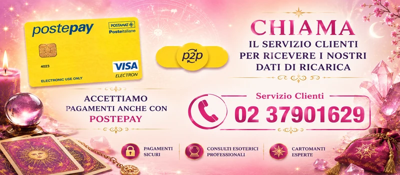 Pagamento PostePay per cartomanzia online e consulti telefonici